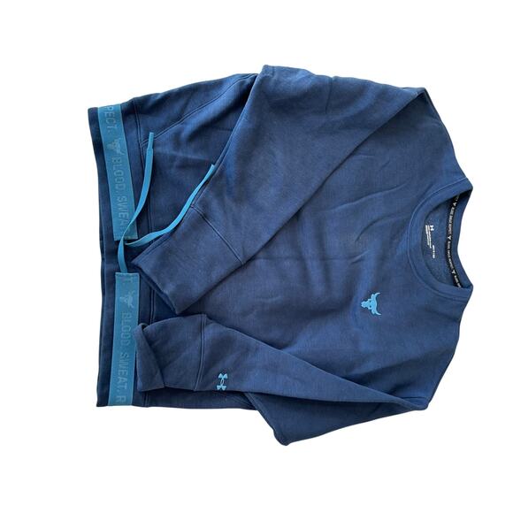 Under Armour Project Rock Fleece Oversized Crew Sweatshirt Navy Size Small w3206 - Picture 4 of 9